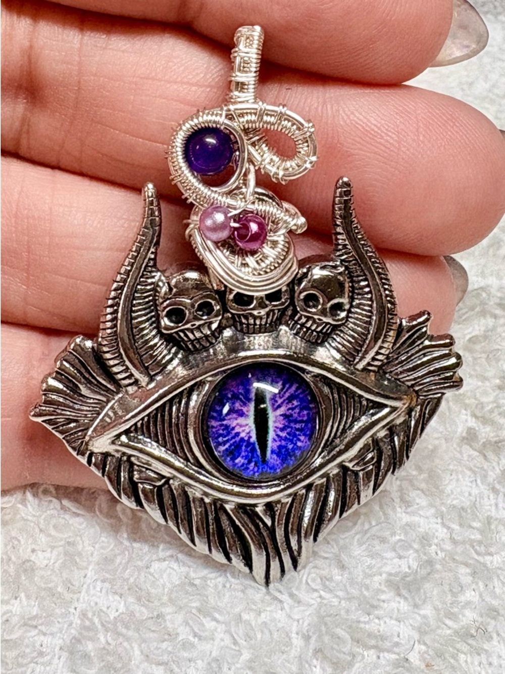Mystic Dragon Eye Pendant Necklace in Purple